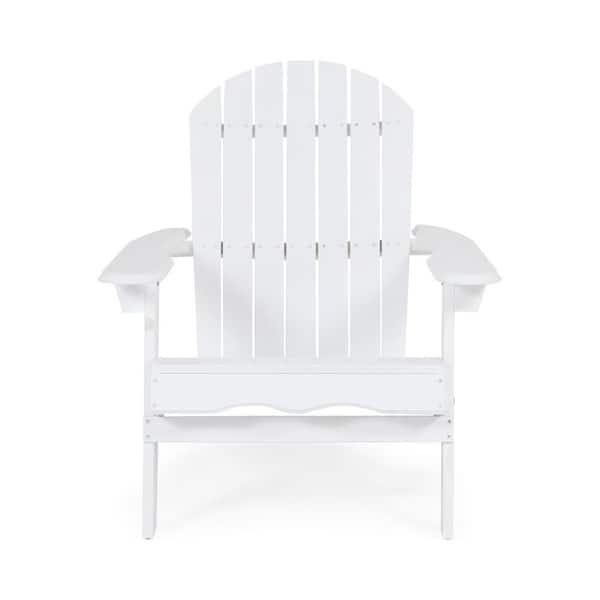 Tenleaf 1-Piece White Wood Outdoor or Indoor Adirondack Chair
