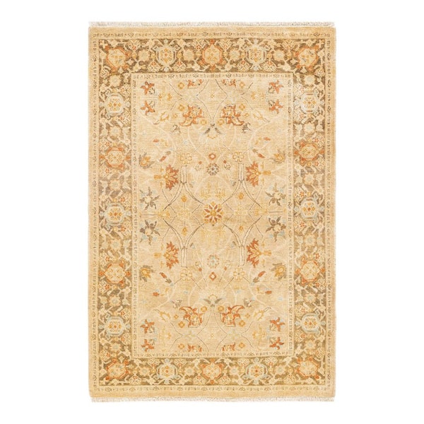 Eclectic Ivory 4 x 6 Floral Wool Indoor Area Rug