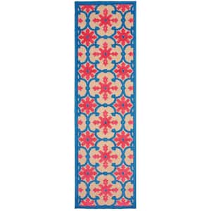 Lilo Red/Blue 2 ft. x 8 ft. Outdoor Runner Rug