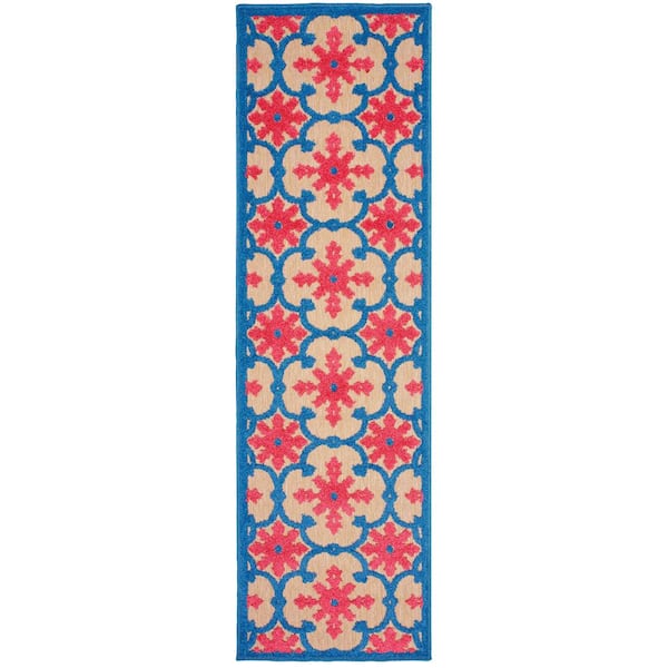 Home Decorators Collection Lilo Red/Blue 2 ft. x 8 ft. Outdoor Runner Rug