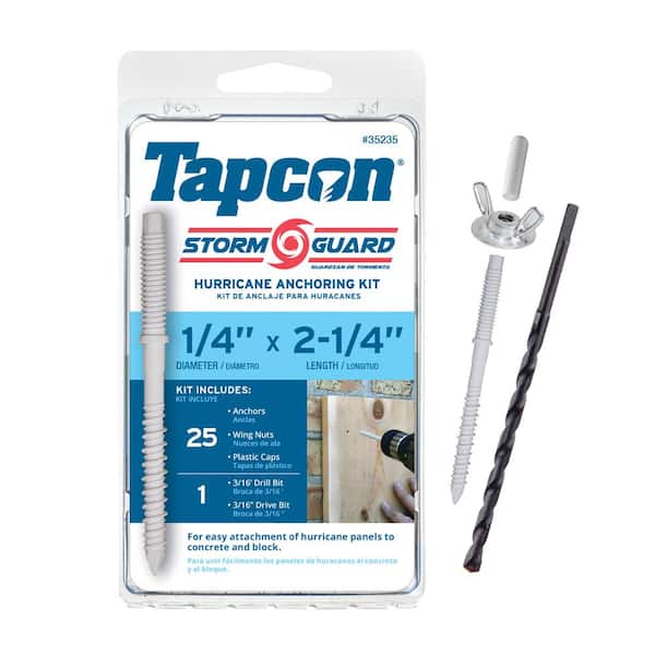 Tapcon 1/4 in. x 2-1/4 in. Hex Nut Concrete Anchor Storm Guard Hurricane Anchoring Kit (25-Pack)