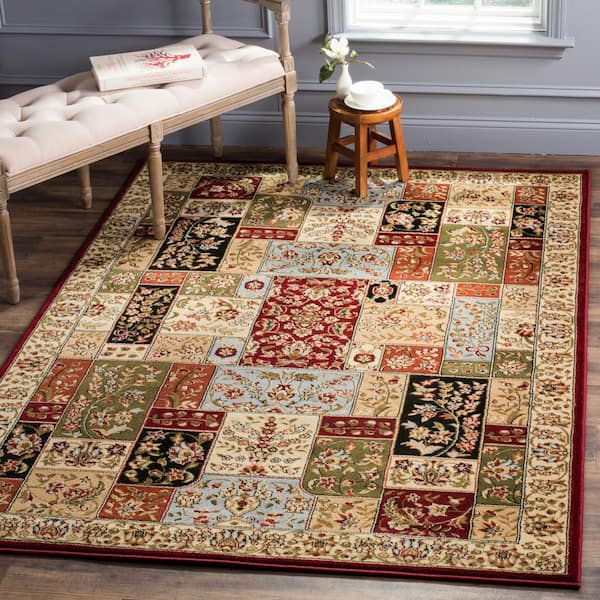 Lyndhurst Multi/Ivory 8 ft. x 8 ft. Square Floral Border Antique Area Rug
