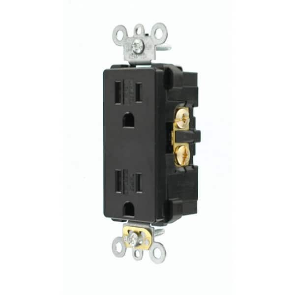 Decora Plus 15 Amp 125-Volt Tamper Resistant Industrial Heavy-Duty Split-Circuit Controlled Duplex Outlet, White, 1 pack