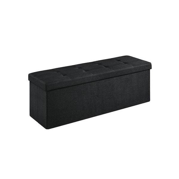 Benjara 42.9 in. Black Backless Bedroom Bench with Tufted Seat and Removable Top