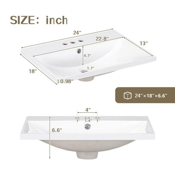 ホワイトフレア　10box分　200パック Flynama 24 in . Bathroom Sink in White JY-WF287736AAK - The