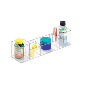 Plastic Vanity Divider Over-the-Cabinet 9 Compartments 12-inches Medication, Bathroom, or Cosmetic Organizer in Clear