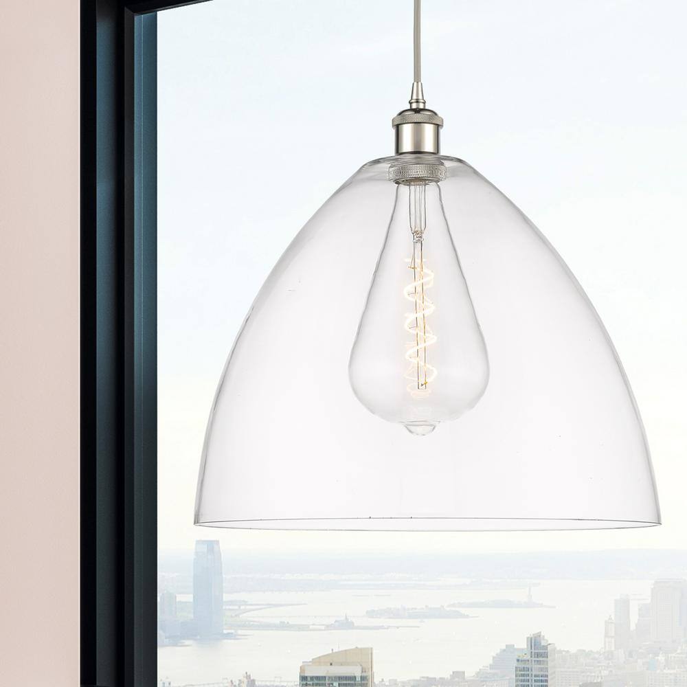 Bristol 16" Polished Nickel and Clear Glass Pendant Light