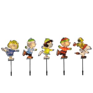 26 in. Peanuts Holiday Characters Christmas Pathway Lights 5 Count Skating