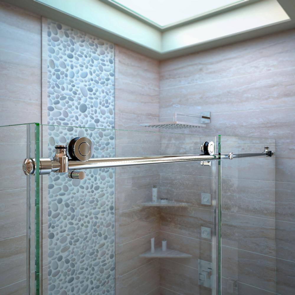 Polished Stainless Steel Frameless Sliding Shower Enclosure