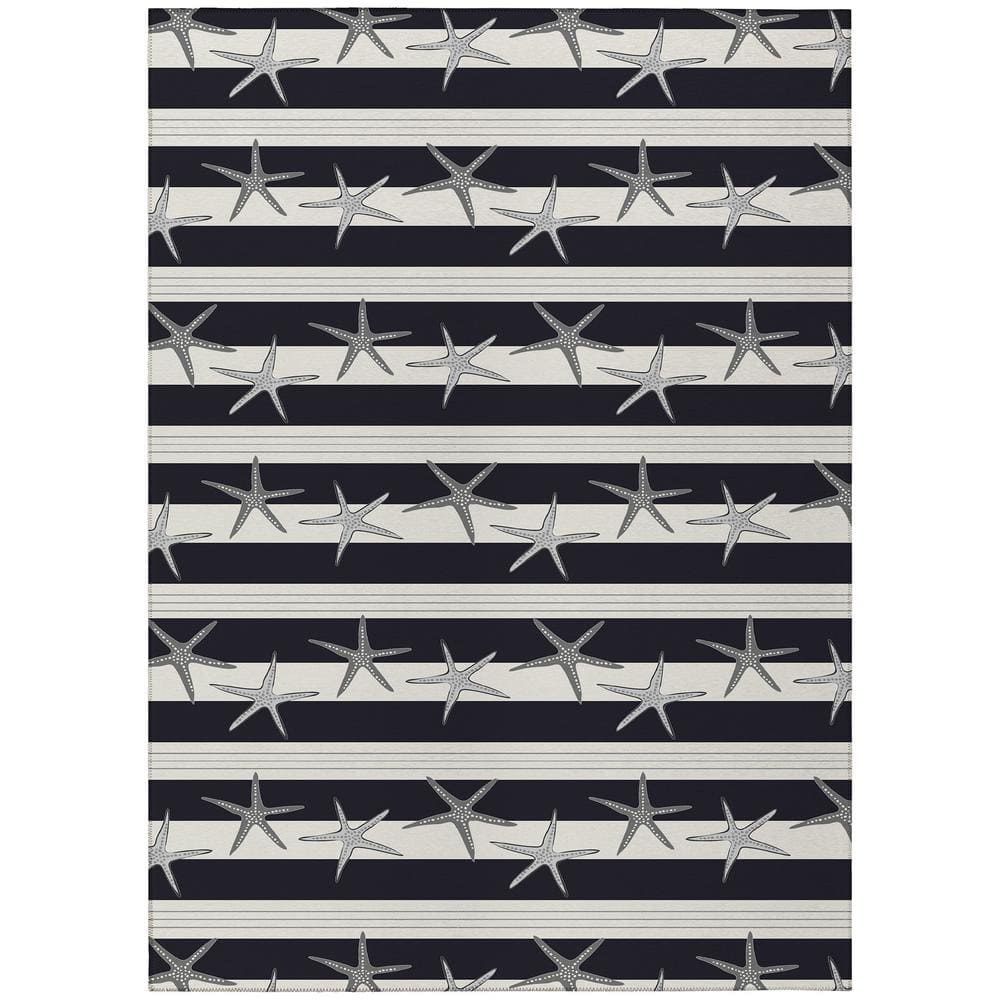 Surfside Black 9 ft. x 12 ft. Geometric Indoor/Outdoor Area Rug