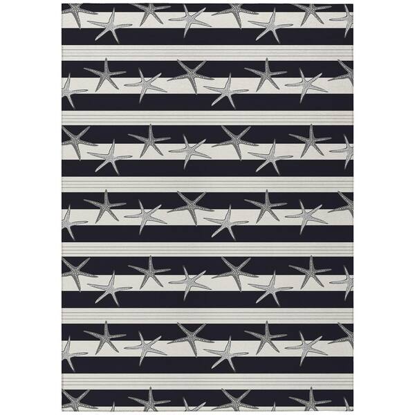 Addison Rugs Surfside Black 9 ft. x 12 ft. Geometric Indoor/Outdoor Area Rug