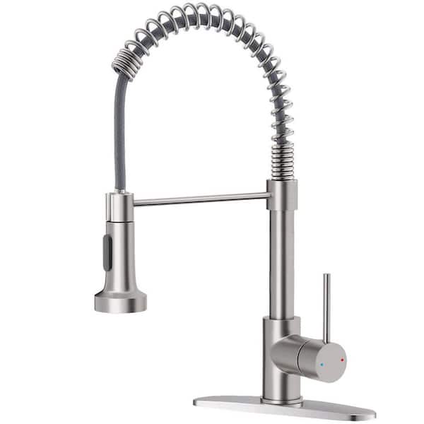 18.5 in. H x 10 in. W x 9 in. D Brushed Nickel Stainless Steel Kitchen Faucet, Sink Faucet with Pull Down Sprayer