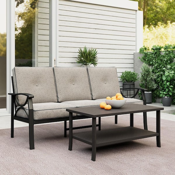 SUNVIVI Modern 2-Piece Patio Conversation Set with Thick Khaki