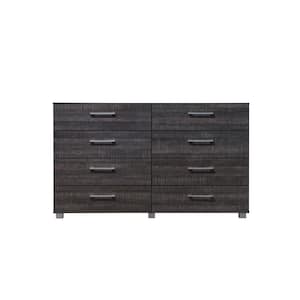 8-Drawer Walnut Dresser 32.75 in. H x 15.75 in. W x 55.25 in. D