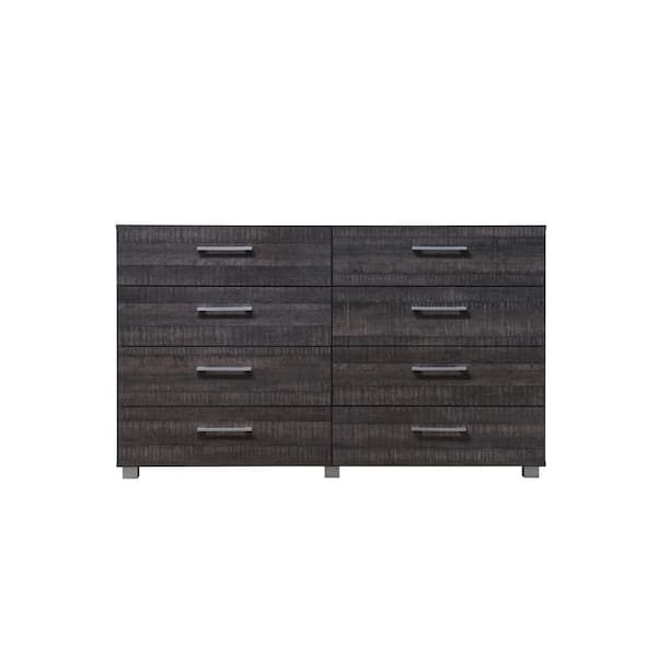 HODEDAH 8-Drawer Walnut Dresser 32.75 in. H x 15.75 in. W x 55.25 in. D