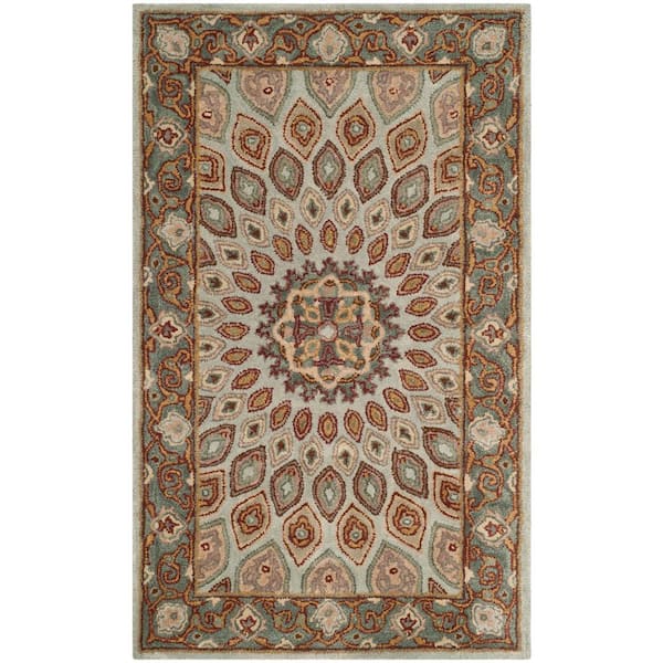 SAFAVIEH Heritage Blue/Gray Doormat 3 ft. x 5 ft. Border Area Rug
