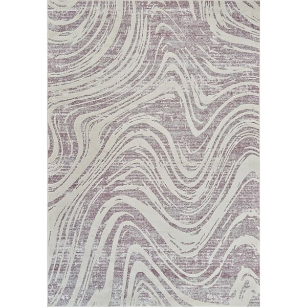 Nomad Purple Beige 7 ft. x 10 ft. Coastal Abstract Indoor Area Rug