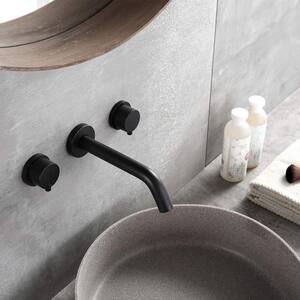 Ami 2-Handle Wall Mount Bathroom Faucet with Lever Handles in Matte Black
