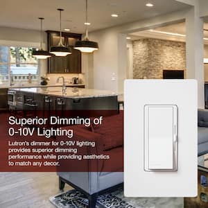 Diva Dimmer Switch for 0-10V LED/Fluorescent Fixtures, Single-Pole or 3-Way, White (DVSTV-453PH-WH)