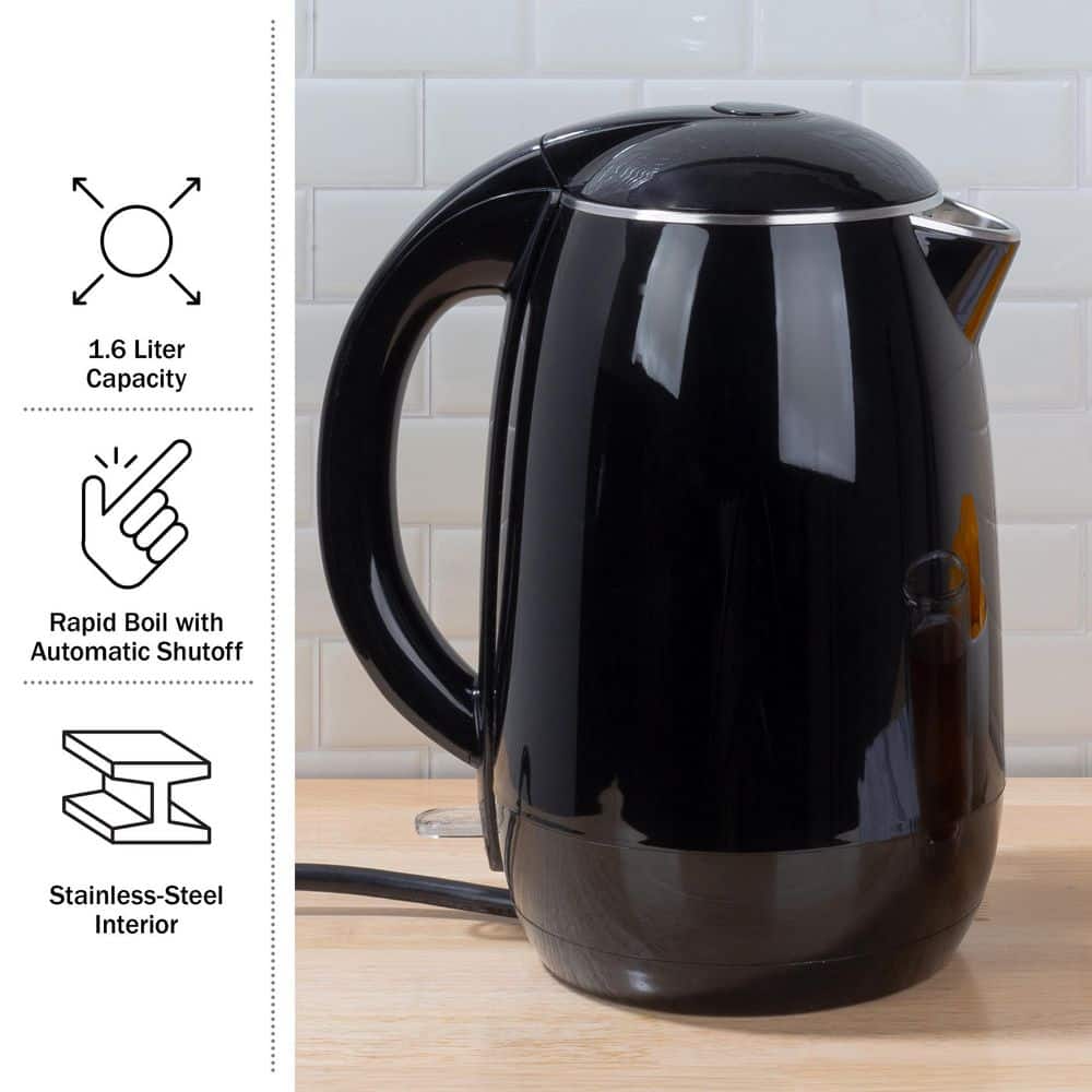 Black Stainless Steel 1.8L Electric Kettle with Auto-Off