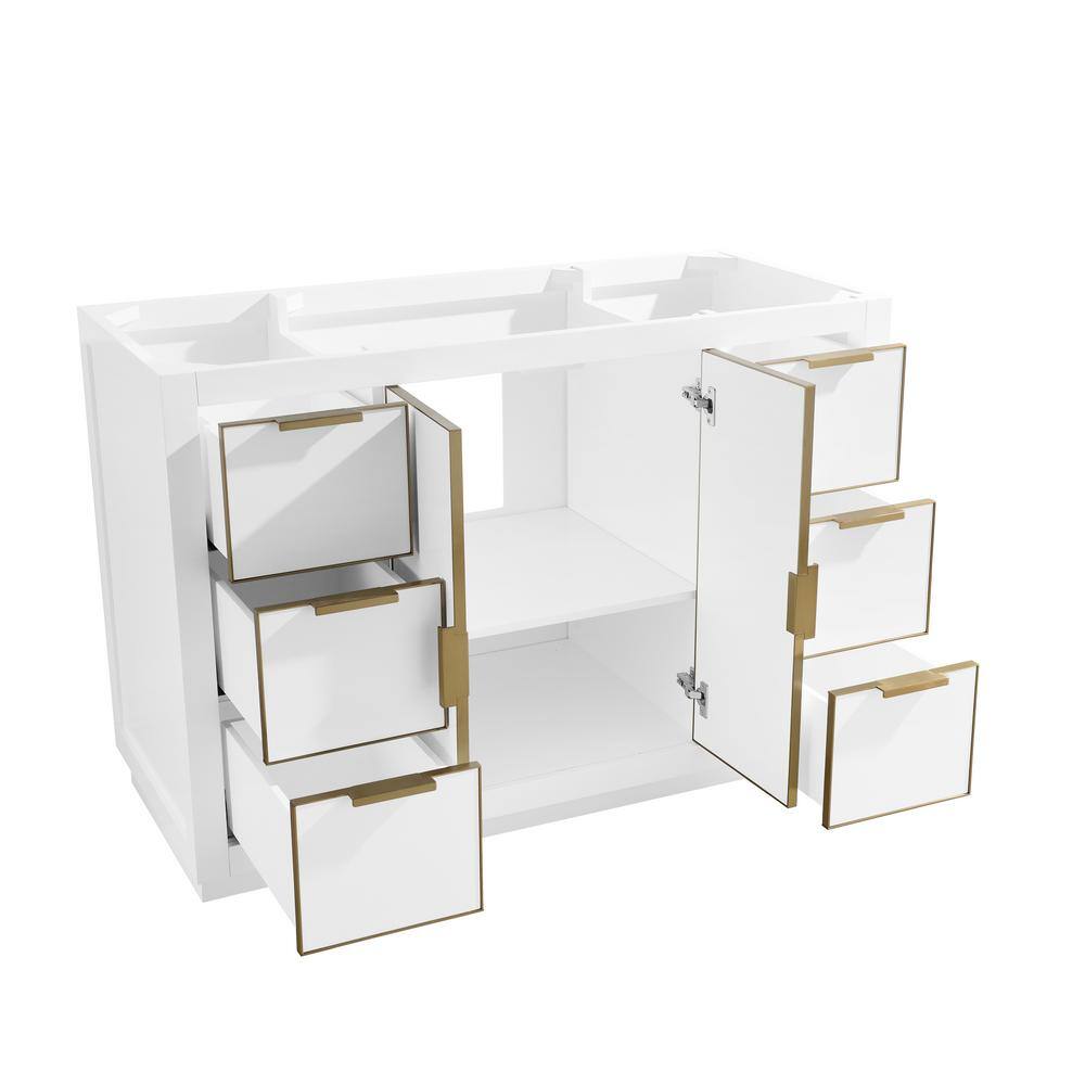 Austen 48" White Solid Wood Bathroom Vanity with Marble Top