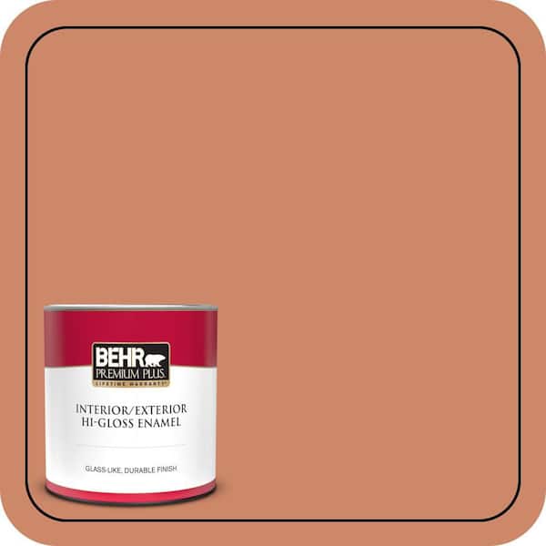 BEHR PREMIUM PLUS 1 qt. #230D-5 Aztec Brick Hi-Gloss Enamel Interior/Exterior Paint & Primer