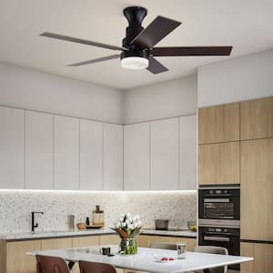 44 in. Integrated LED 5 Wood Blades Indoor Brown 6-Speed Reversible Motor Ceiling Fan with Remote