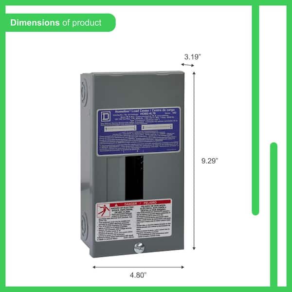 Square D Homeline 70 Amp 2-Space 4-Circuit Indoor Surface Mount