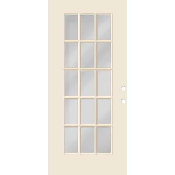 Steves & Sons Reliant 32 in. x 80 in. Left-Handed FullLite 15L SDL Clear Glass Linen Finish Fiberglass Front Door Slab
