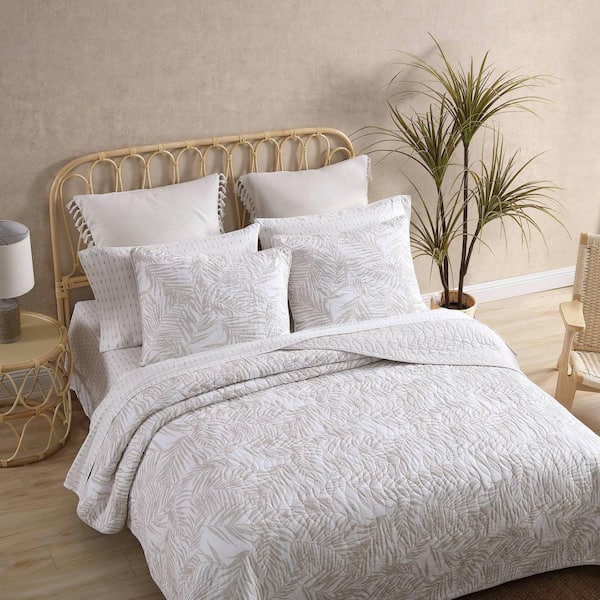 Tommy Bahama Palmday 3-Piece Beige Cotton King Quilt Set USHSA91210296 -  The Home Depot