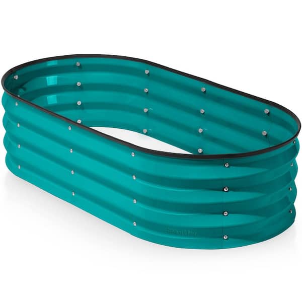 4 x 2 x 1  ft. Large Metal Raised Garden Beds (Turquoise)