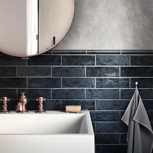 Dark Blue 2.58 in. x 8 in. Polished Ceramic Subway Tile (50 Cases/269 sq. ft./Pallet)