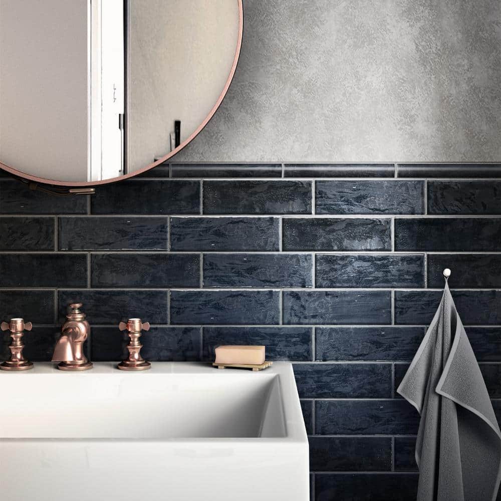 Apollo Dark Blue 2.5x8 Polished Ceramic Subway Tile