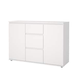 Aurora White Wood 47 in. Sideboard with 2 Adjustable Shelves and 3 Drawers