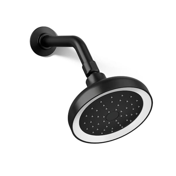 KOHLER Arise 1-Spray Pattern 5.6875 in. Lighted Wall Mount Fixed Shower Head in Matte Black
