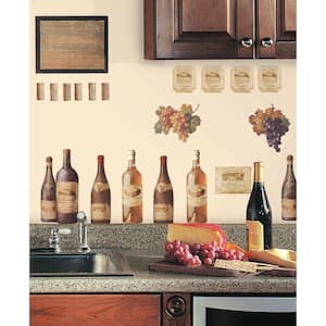 18 in. x 40 in. Wine Tasting 56-Piece Peel and Stick Wall Decals