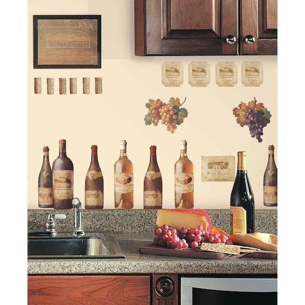 RoomMates 18 in. x 40 in. Wine Tasting 56-Piece Peel and Stick Wall Decals