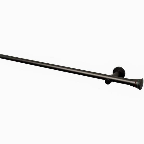 LTL Home Products 20 MM 63 in. Intensions Single Curtain Rod Kit in Anthracite with 2-Rib Finials and Open Brackets