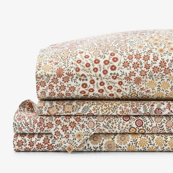 The Company Store Company Cotton Adley Ditsy Floral Plum Cotton Percale Twin XL Sheet Set