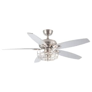 52 in. Indoor Brushed Nickel Reversible Motor Ceiling Fan with Light Kit and Remote Control