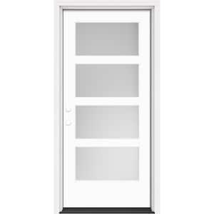Performance Door System 36 in. x 80 in. VG 4-Lite Right-Hand Inswing Pearl White Smooth Fiberglass Prehung Front Door