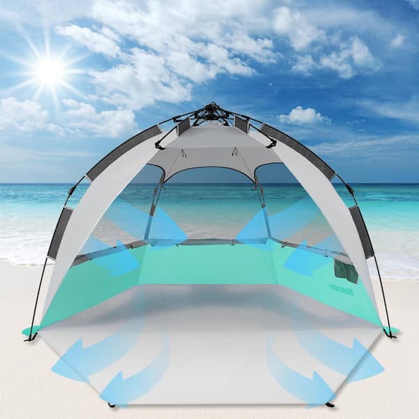 3-4 Person Pop Up Tent Automatic Setup Camping Tent Waterproof Instant  Setup Tent with 4 Tent Poles 2 Mosquito Net Windows Carrying Bag for Hiking