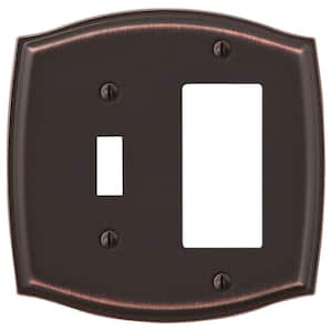 Vineyard 2 Gang 1-Toggle and 1-Rocker Steel Wall Plate - Aged Bronze