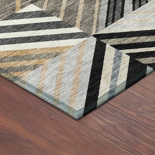 Chantille Machine Washable Indoor/Outdoor Abstract ACN2399 Black 3 ft. x 4 ft. Area Rug