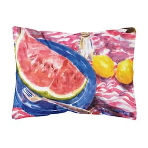 12 in. x 16 in. Multi-Color Lumbar Outdoor Throw Pillow with Watermelon Decorative Canvas Fabric Pillow