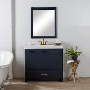 Hertford 37 in. W x 19 in. D x 34 in. H Single Sink Freestanding Bath Vanity in Deep Blue with White Cultured Marble Top