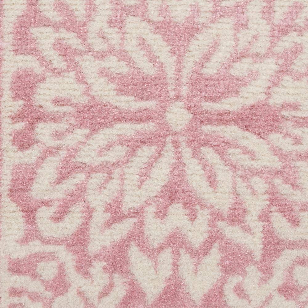 Hand-Knotted Ivory/Pink Floral Synthetic Easy-Care Rug 2' x 4'