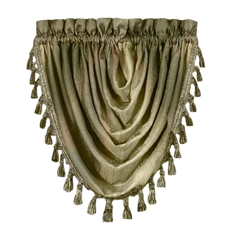 Sage Polyester Tasseled Waterfall Valance, 46x42