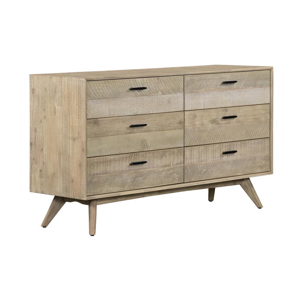 6-Drawer Baly Summer Gray Acacia Mid-Century Dresser