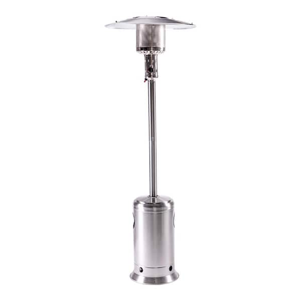 Hooure Outdoor 47,000 BTU Silver Stainless Steel Patio Propane Heater with Portable Wheels
